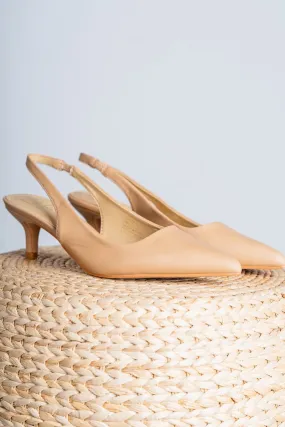 Grazia pointed toe kitten heel natural
