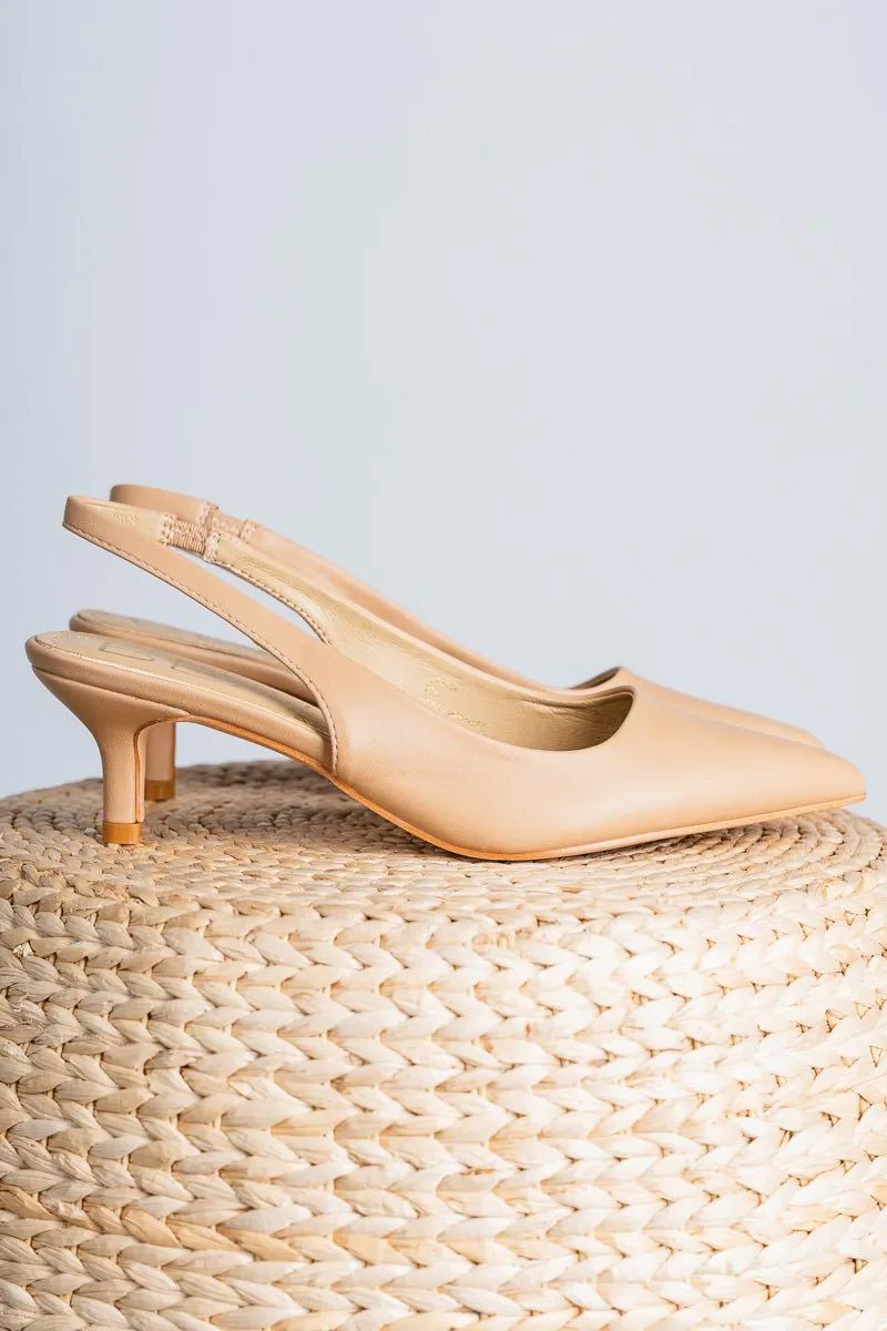 Grazia pointed toe kitten heel natural