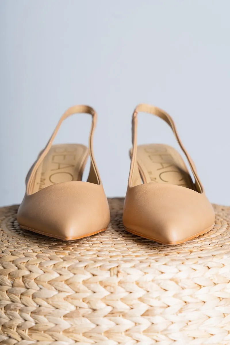 Grazia pointed toe kitten heel natural