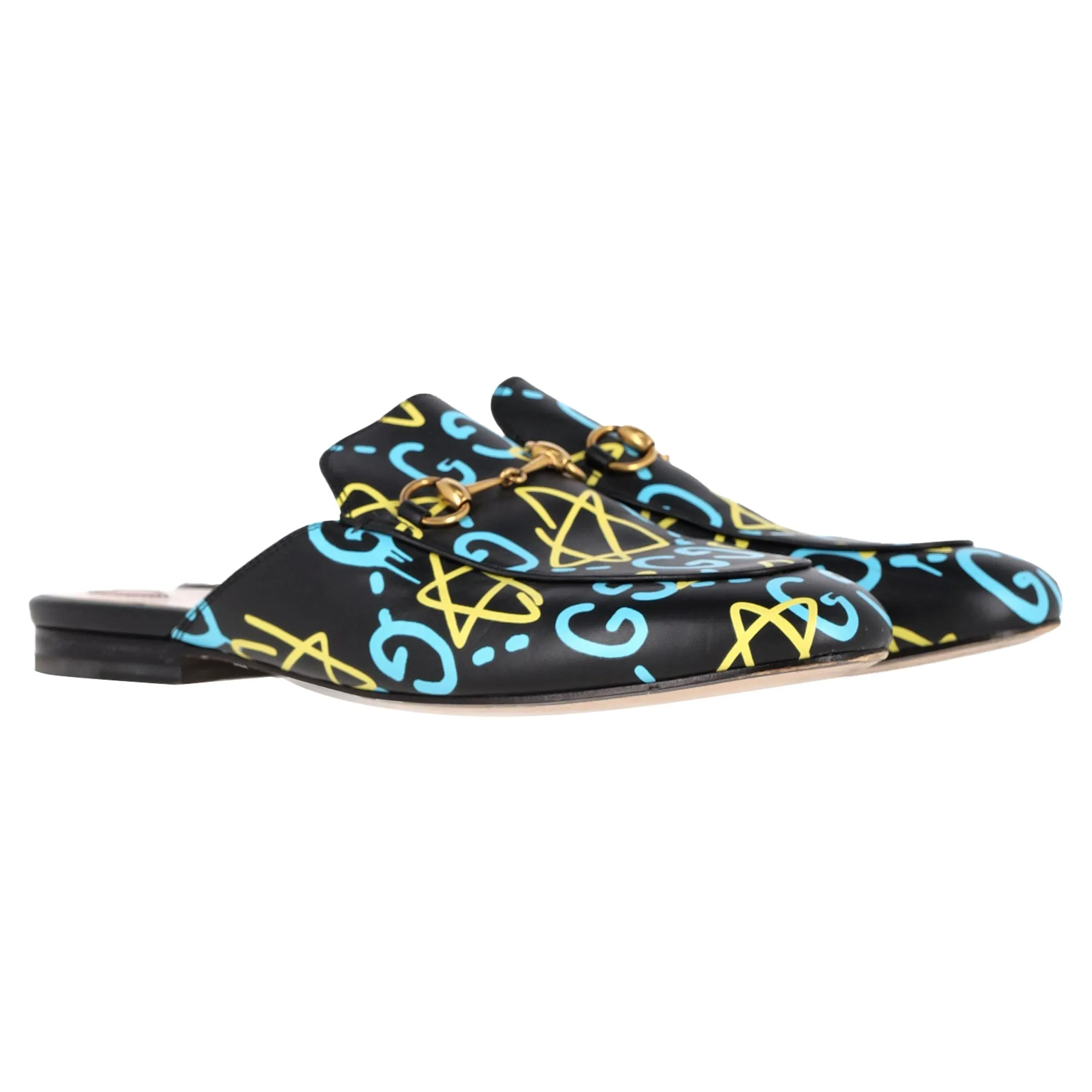 Gucci Ghost Princetown Mules in Black Leather