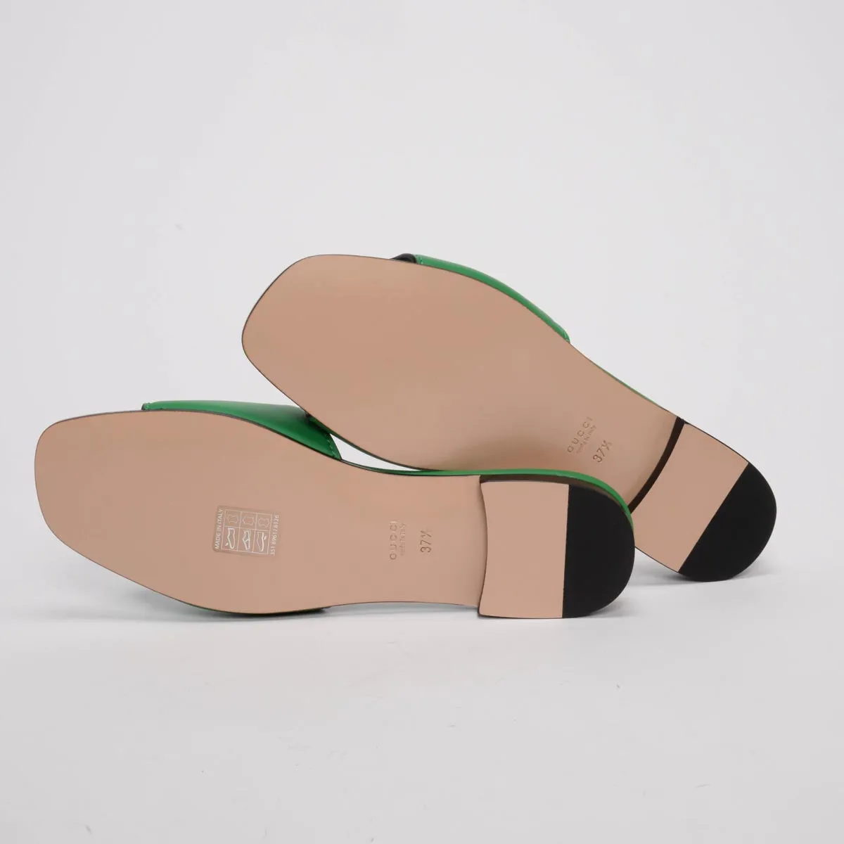 Gucci Green Calfskin Interlocking G Slides 37.5