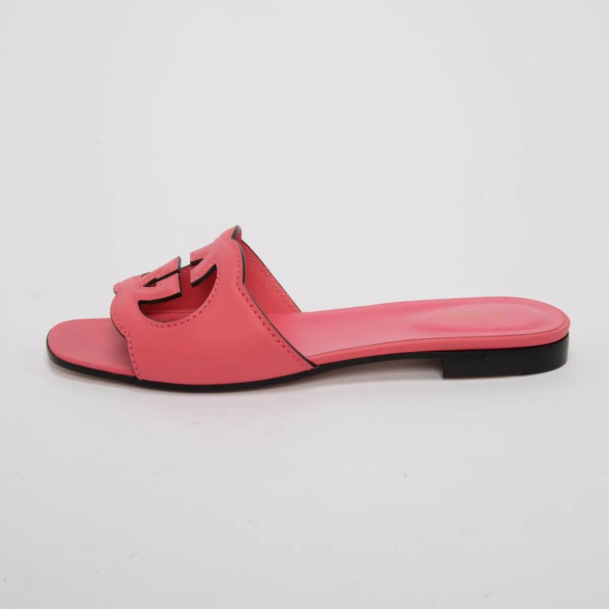 Gucci Pink Calfskin Interlocking G Slides 38