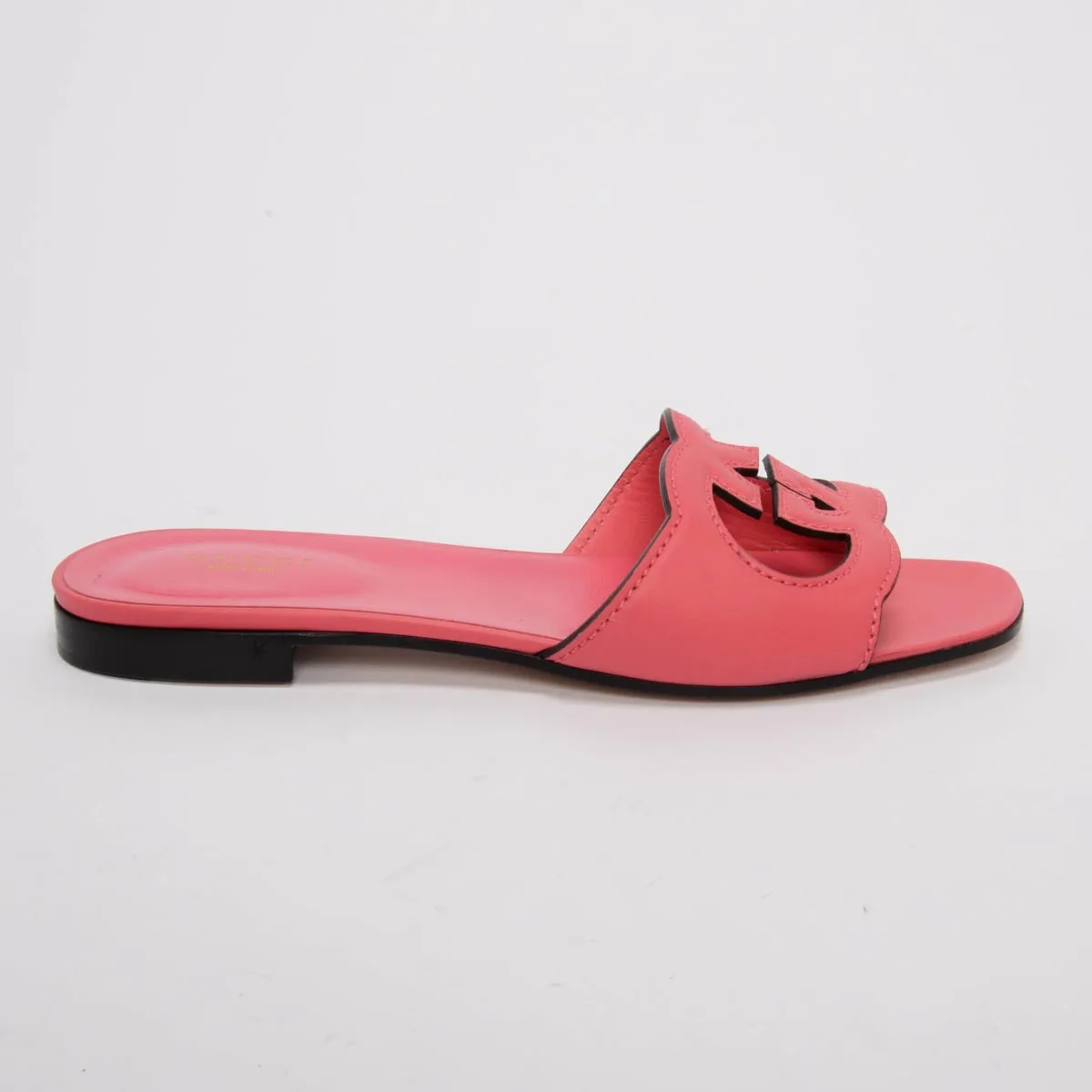 Gucci Pink Calfskin Interlocking G Slides 38