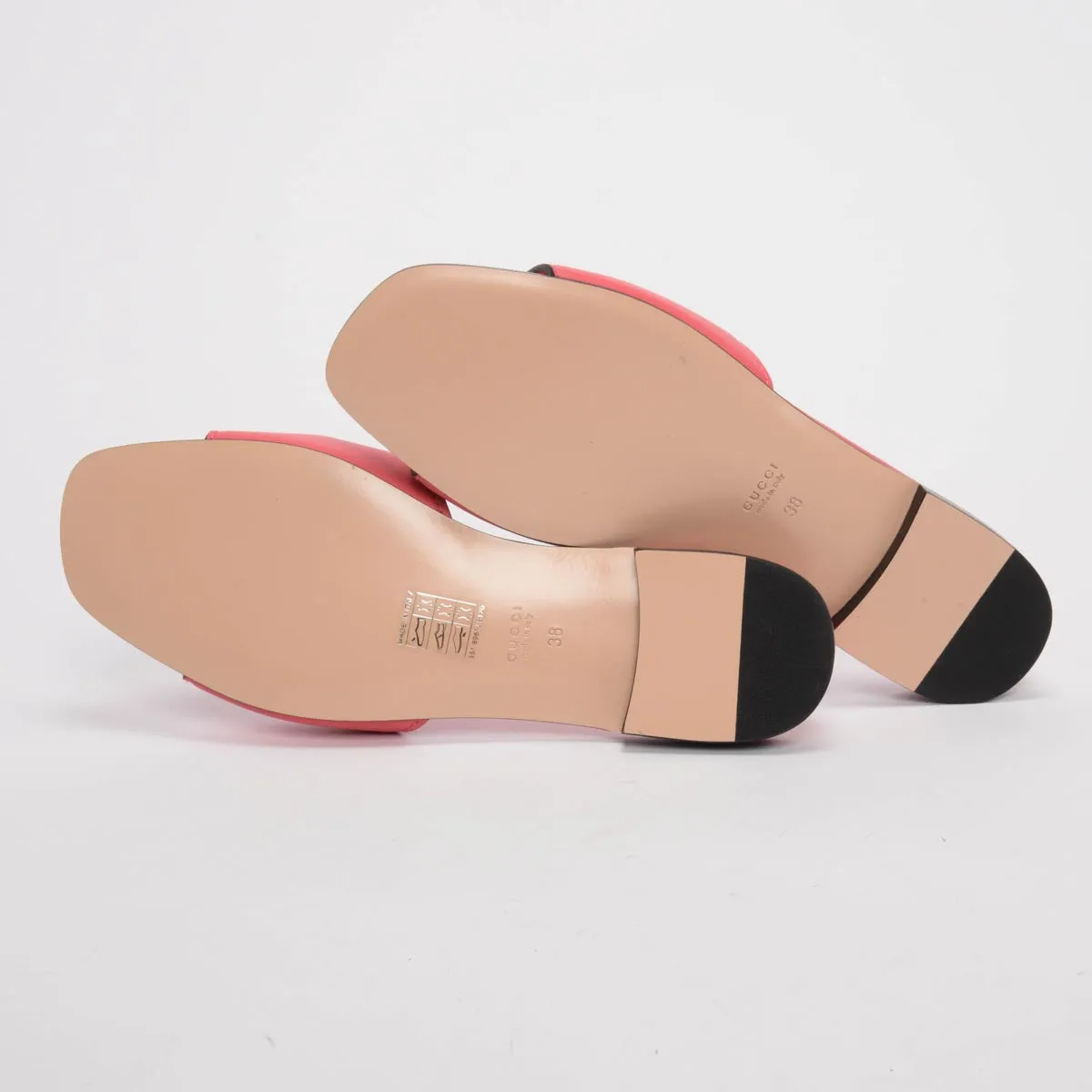 Gucci Pink Calfskin Interlocking G Slides 38