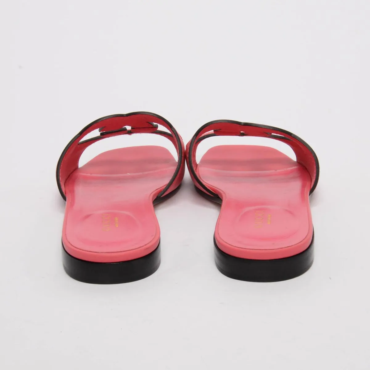 Gucci Pink Calfskin Interlocking G Slides 38