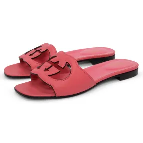 Gucci Pink Calfskin Interlocking G Slides 38