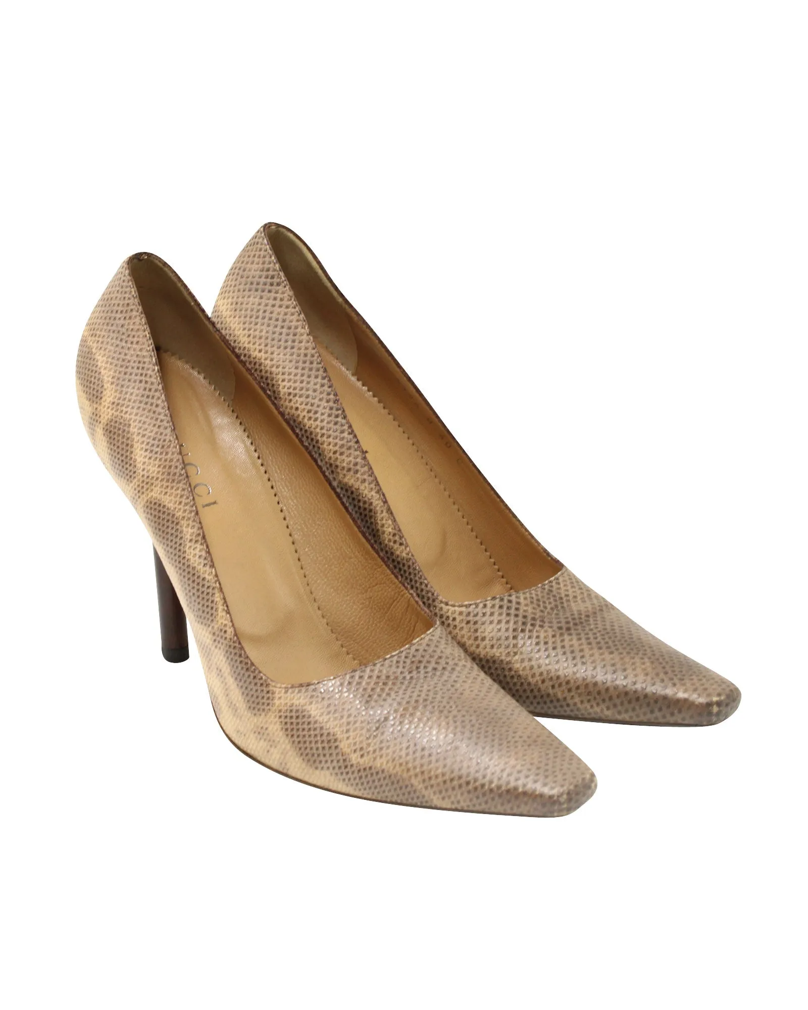 Gucci Snakeskin Print Pointed Pumps in Multicolor Leather