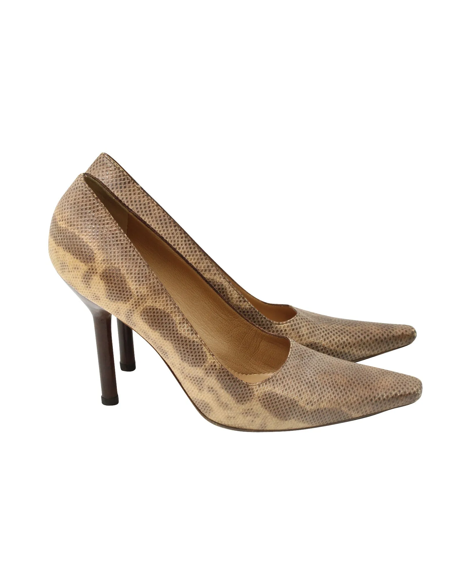 Gucci Snakeskin Print Pointed Pumps in Multicolor Leather