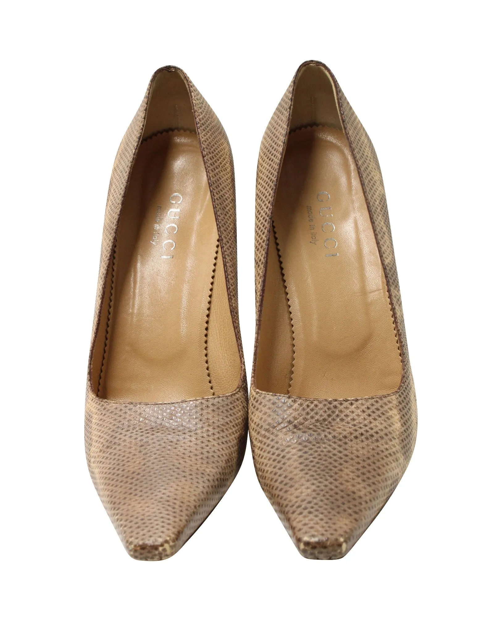 Gucci Snakeskin Print Pointed Pumps in Multicolor Leather