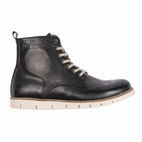 HELSTONS HOLEY LEATHER MOTORCYCLE BOOTS - ANILINE BLACK
