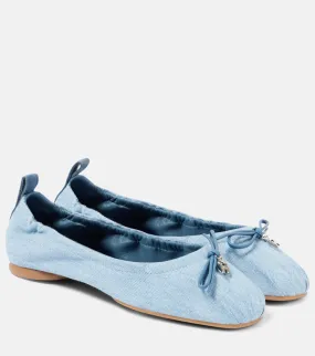 Hogan H684 bow-detail denim ballet flats