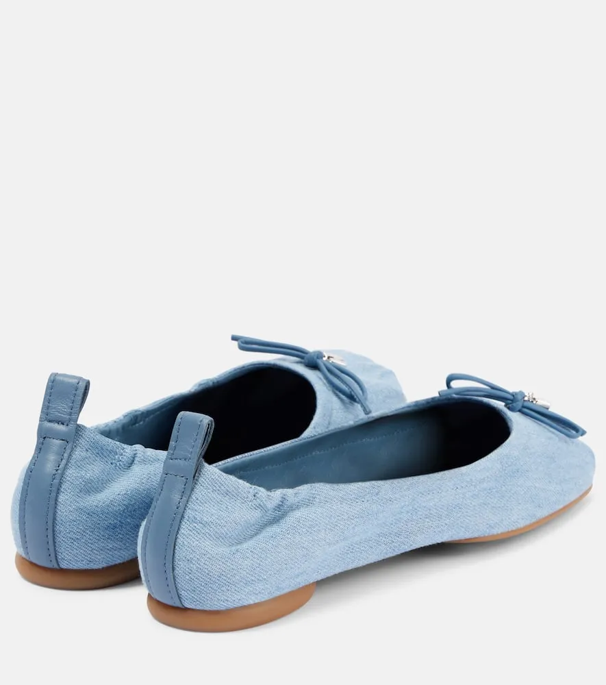 Hogan H684 bow-detail denim ballet flats