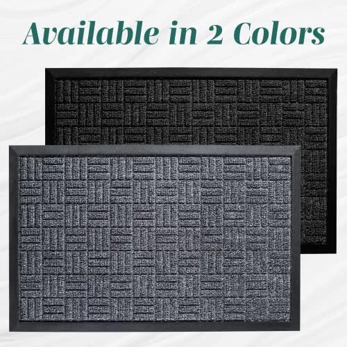HOMWE Front Door Mats, 2 Pc Set, 29.5 x 17, All Weather Entry and Back Yard Door Mat, Indoor and Outdoor Safe, Slip Resistant Rubber Backing, Absorbent and Waterproof, Dirt Trapping Rugs for Entryway