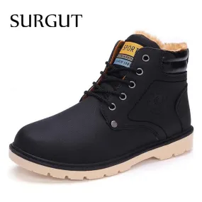 Hot Newest Keep Warm Men Winter Boots High Quality pu Leather Casual Boots Working Fahsion Boots Essential Shoes