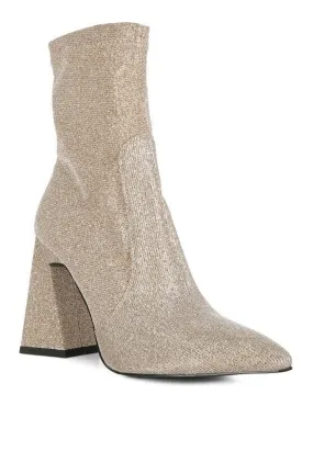 Hustlers Shimmer Block Heeled Ankle Boots