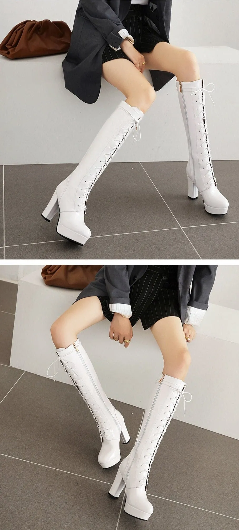 Ivanna Leather Knee-High Heel Boots