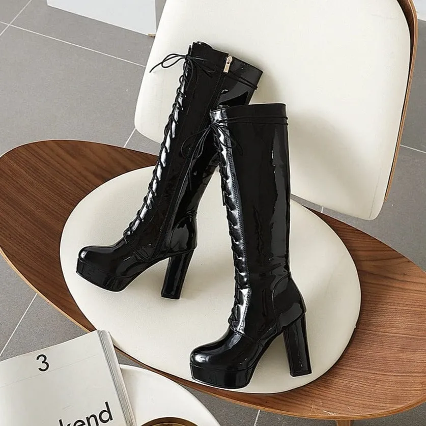 Ivanna Leather Knee-High Heel Boots