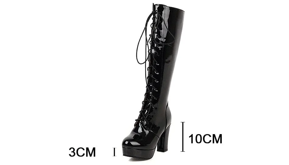 Ivanna Leather Knee-High Heel Boots