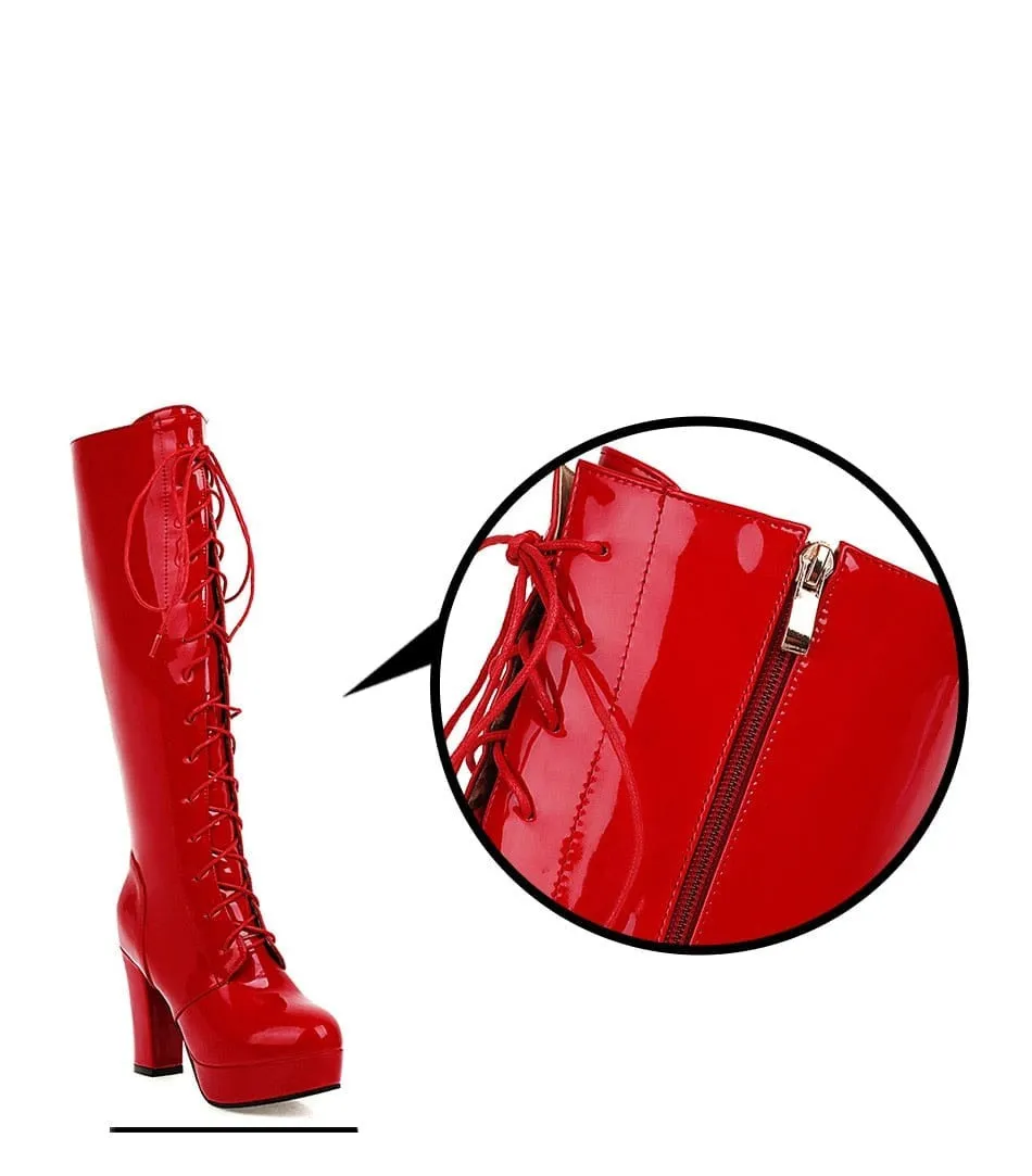 Ivanna Leather Knee-High Heel Boots