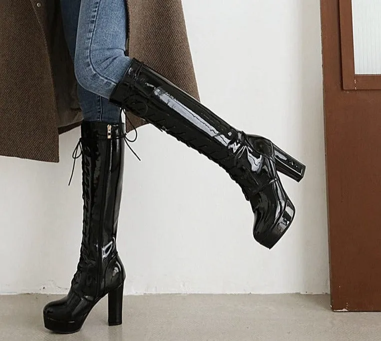 Ivanna Leather Knee-High Heel Boots