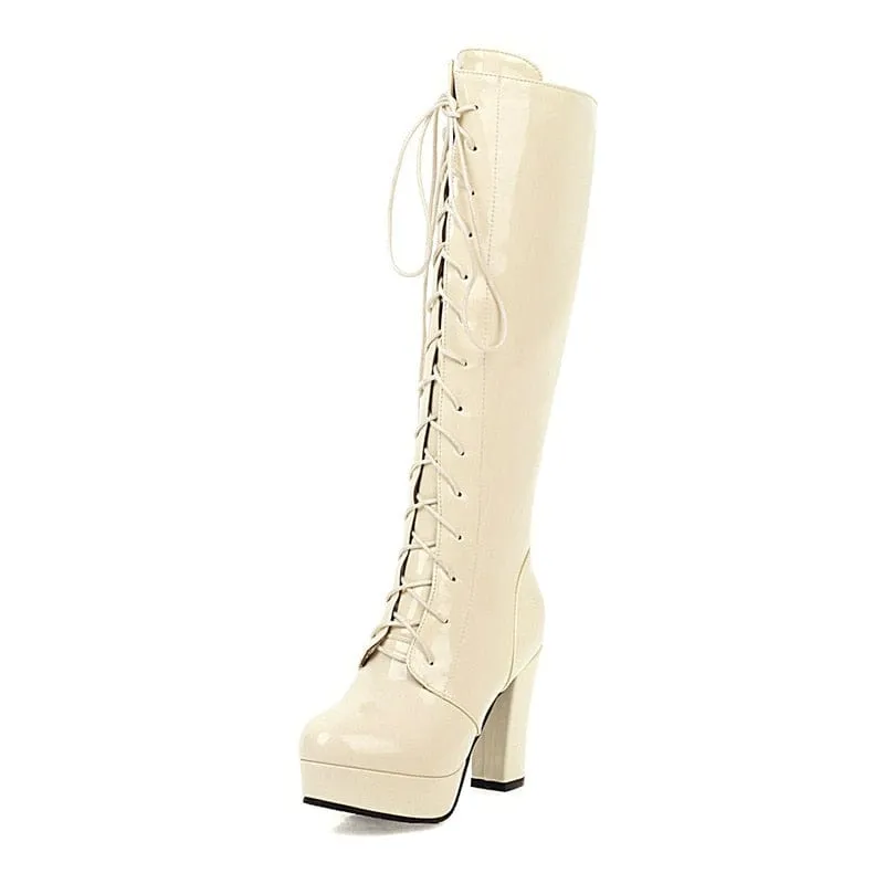 Ivanna Leather Knee-High Heel Boots