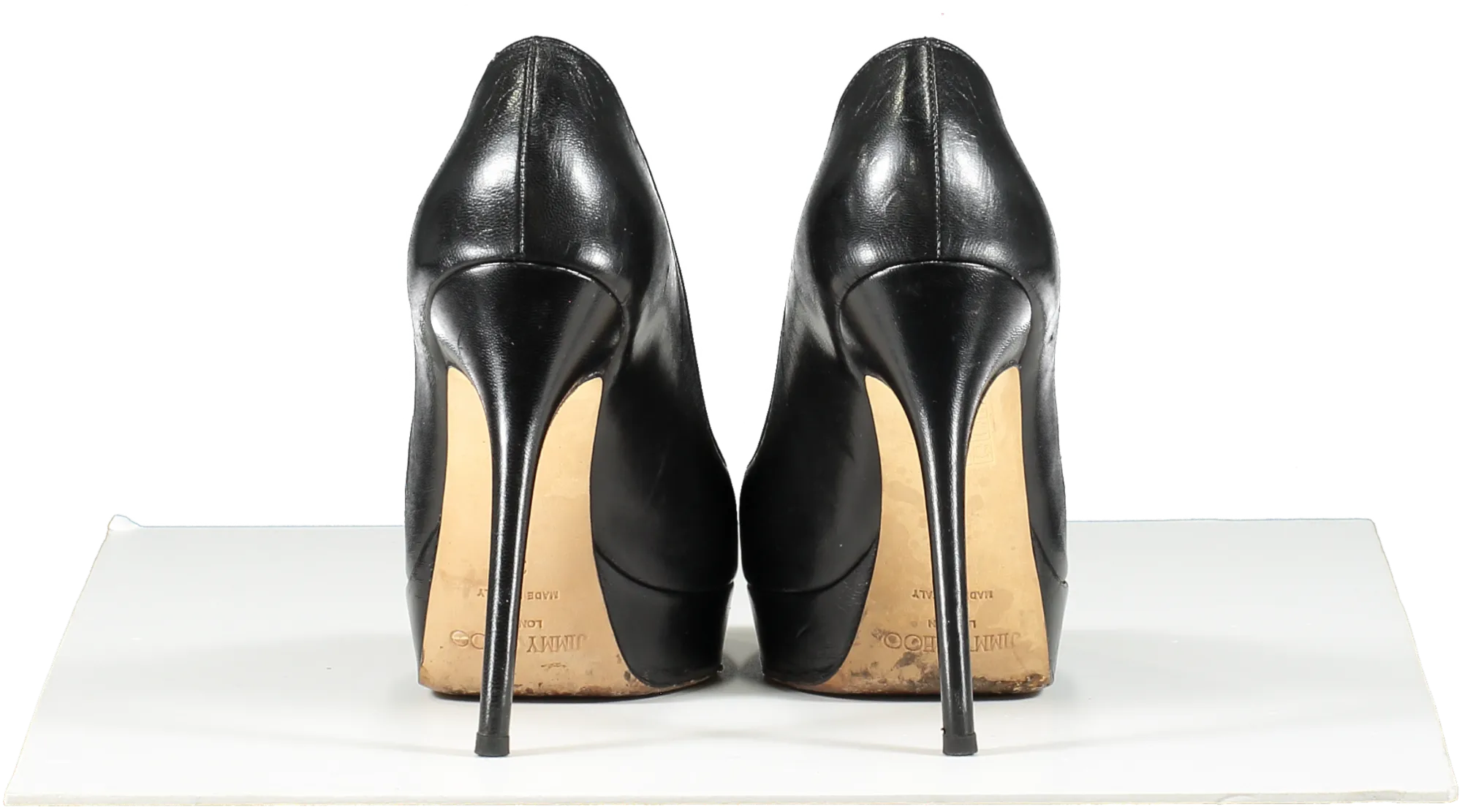 Jimmy Choo Dahlia Leather Peep-toe Pumps In Black UK 3 EU 36 👠