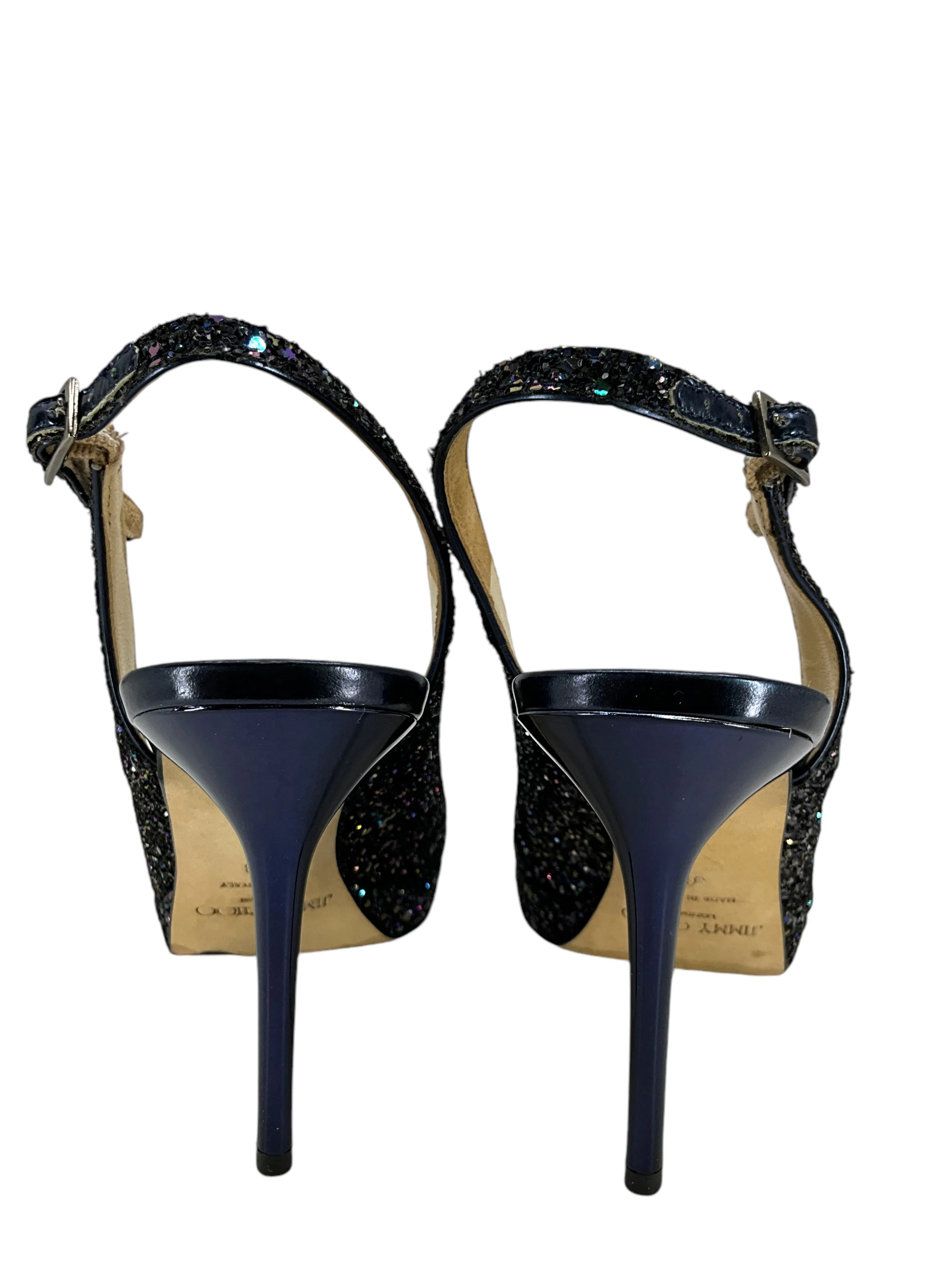 Jimmy Choo Glitter Peep-Toe Slingback Pumps Size 8