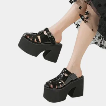 Joskaa 2024 New Chunky Heels Mules Sandals
