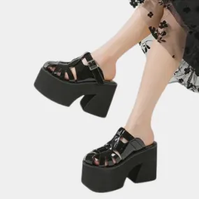 Joskaa 2024 New Chunky Heels Mules Sandals
