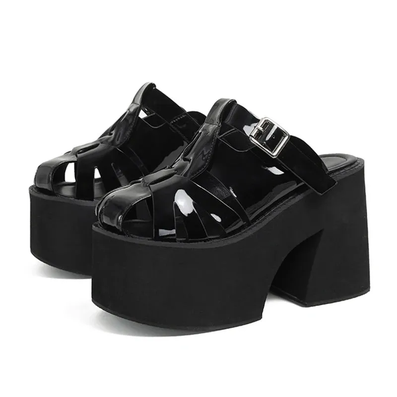 Joskaa 2024 New Chunky Heels Mules Sandals