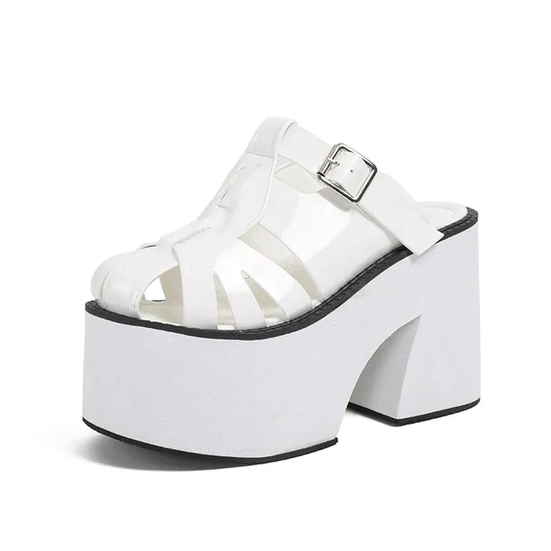 Joskaa 2024 New Chunky Heels Mules Sandals