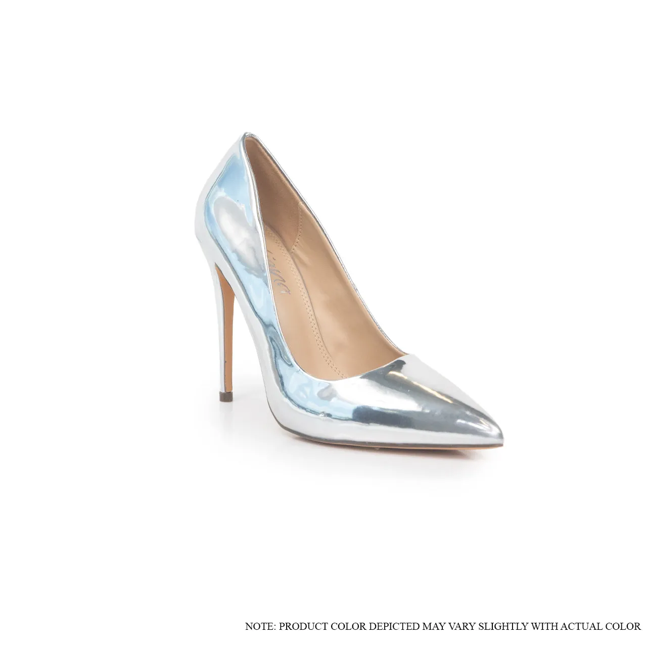 KIMYE-6 POINTED TOE PLAIN PUMP HIGH HEELS - SILVER