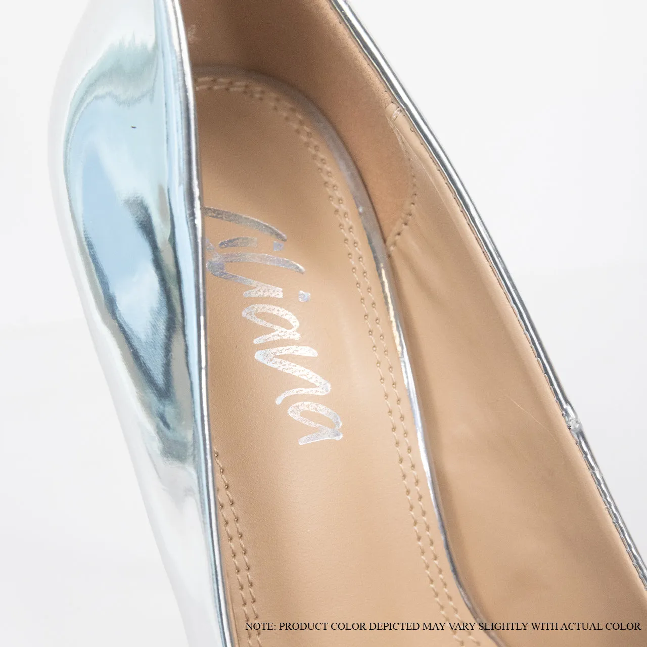 KIMYE-6 POINTED TOE PLAIN PUMP HIGH HEELS - SILVER