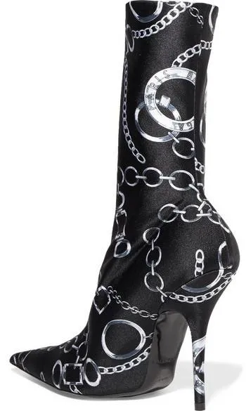 Knife Printed Spandex Sock Boots