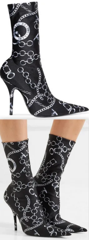 Knife Printed Spandex Sock Boots