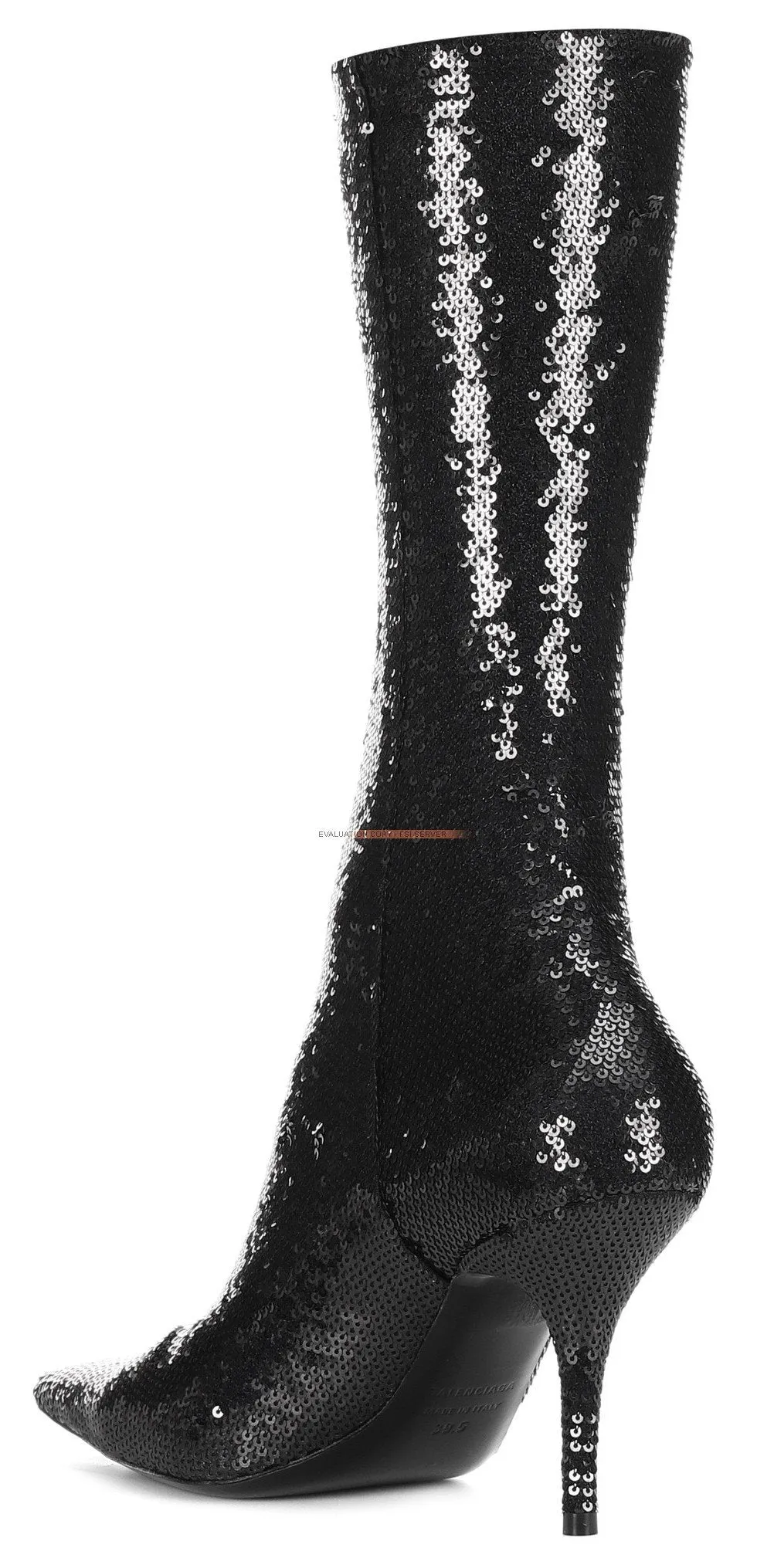 Knife Sequined Sock Boots, Black