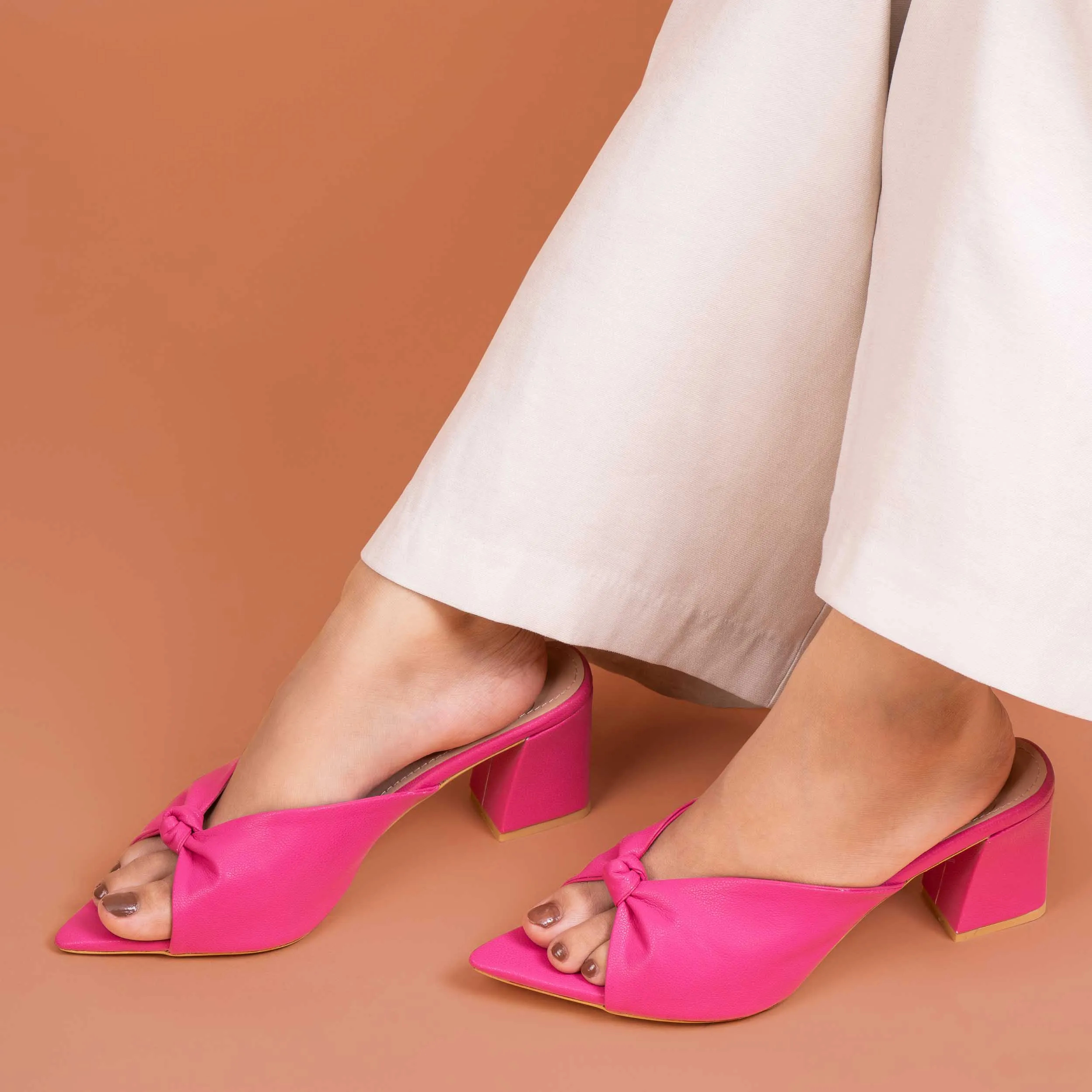 Knotty Heel Mules - Pink