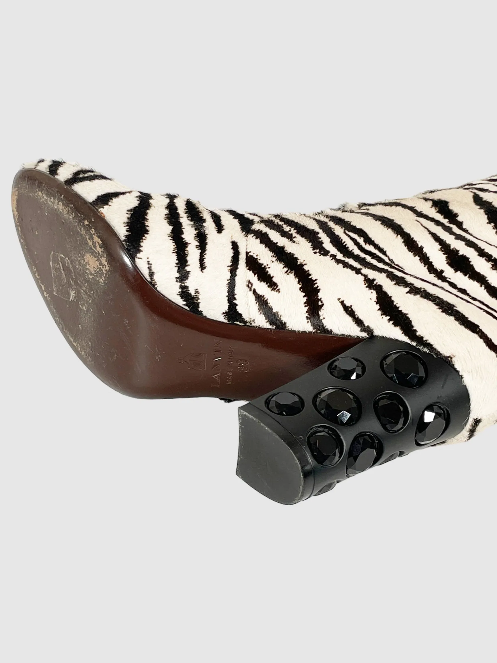 Lanvin Calf Hair Animal Print Boots - Size 39