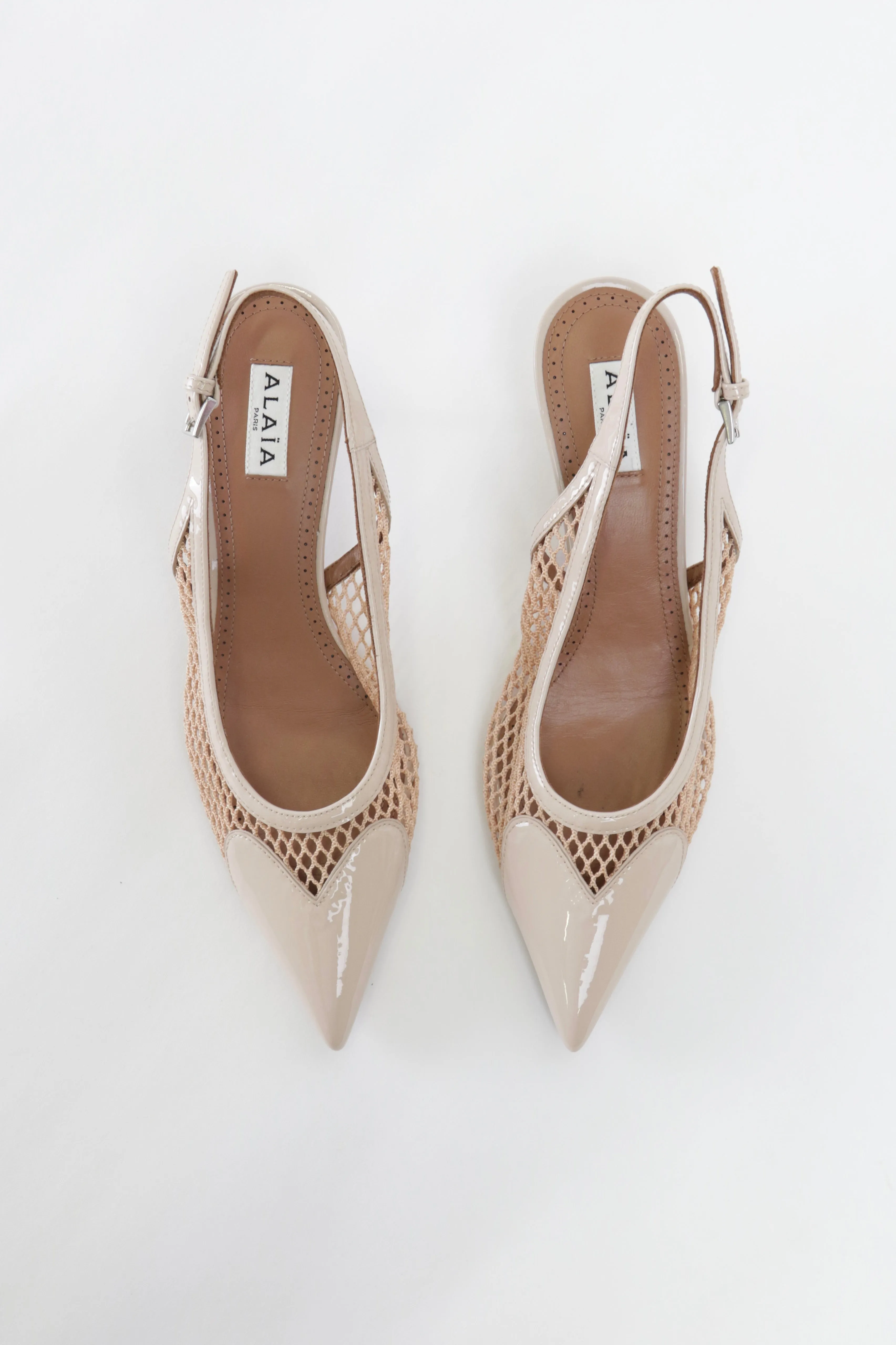 Le Cœur Fishnet Leather Slingback Pumps
