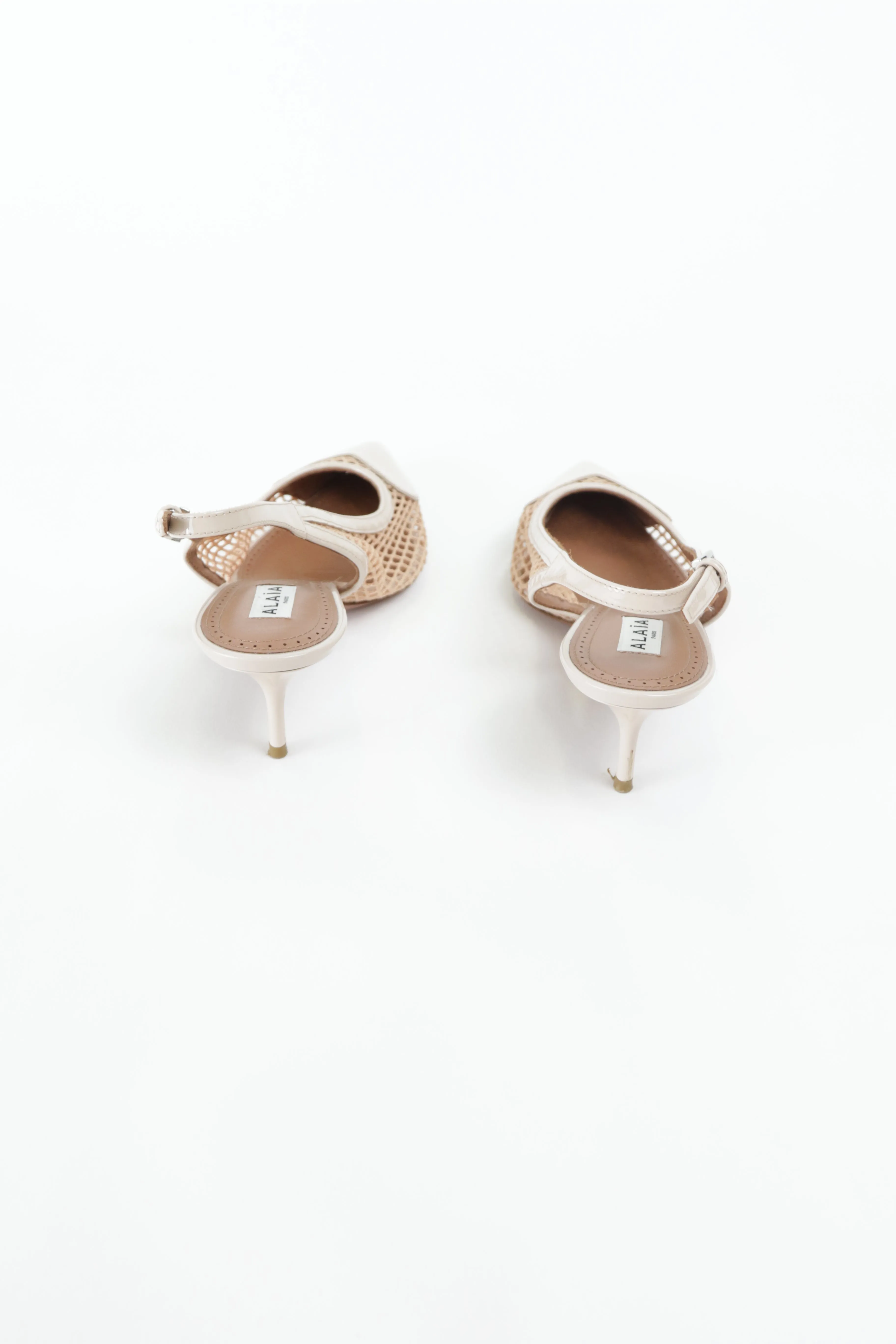 Le Cœur Fishnet Leather Slingback Pumps