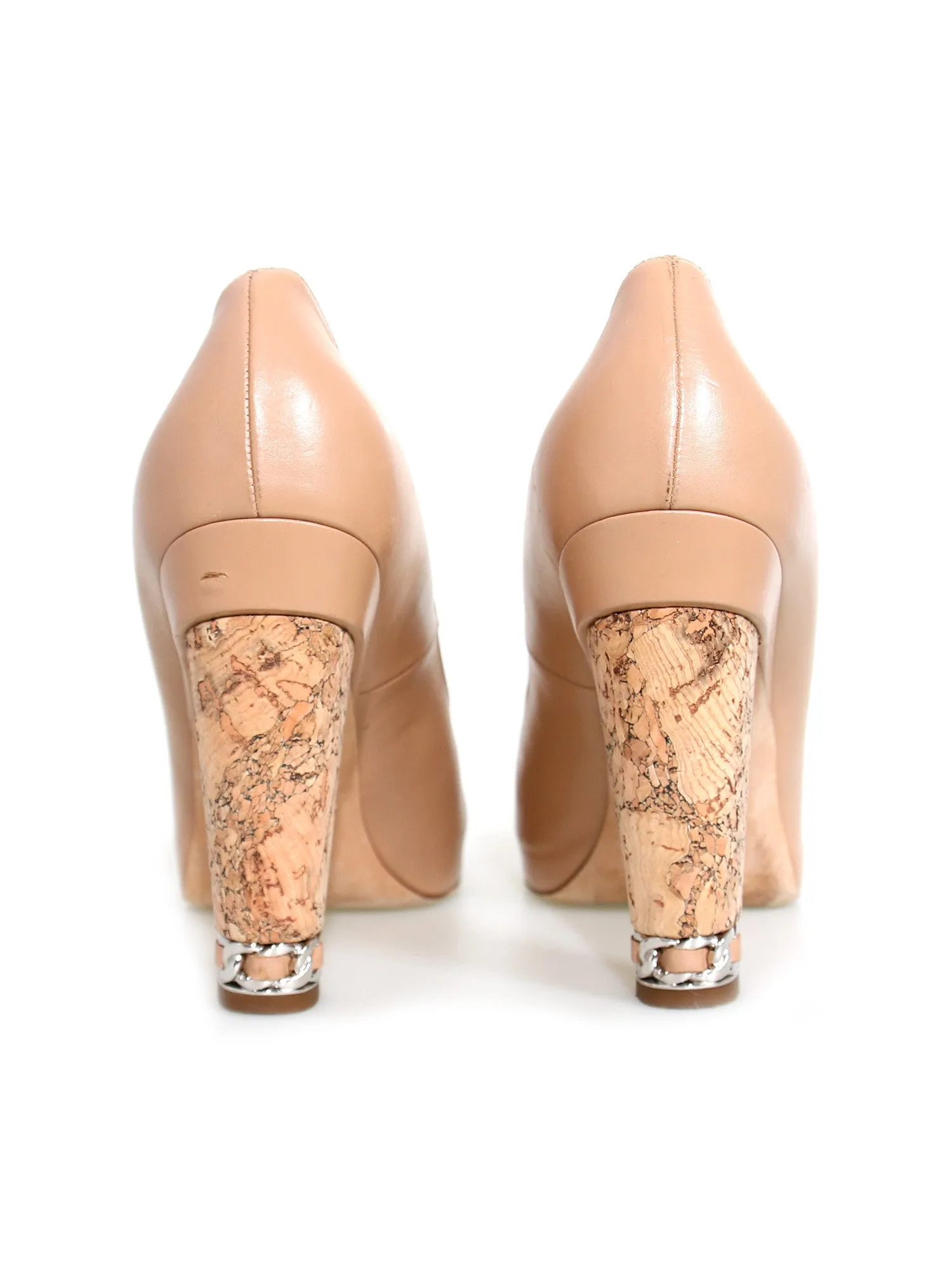Leather Peep-Toe Pumps