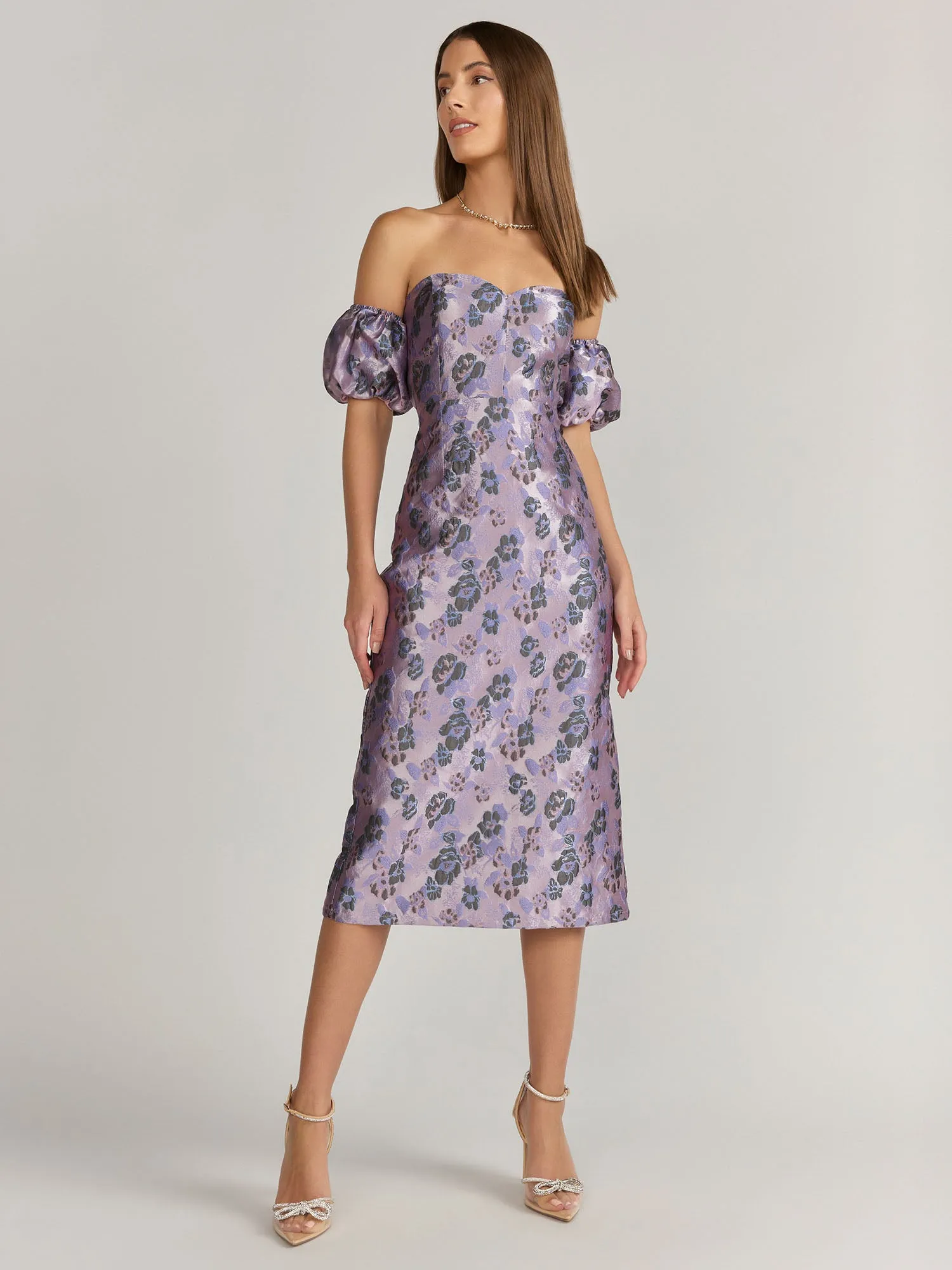 Lena Off-The-Shoulder Brocade Floral Dress - Brands We Love