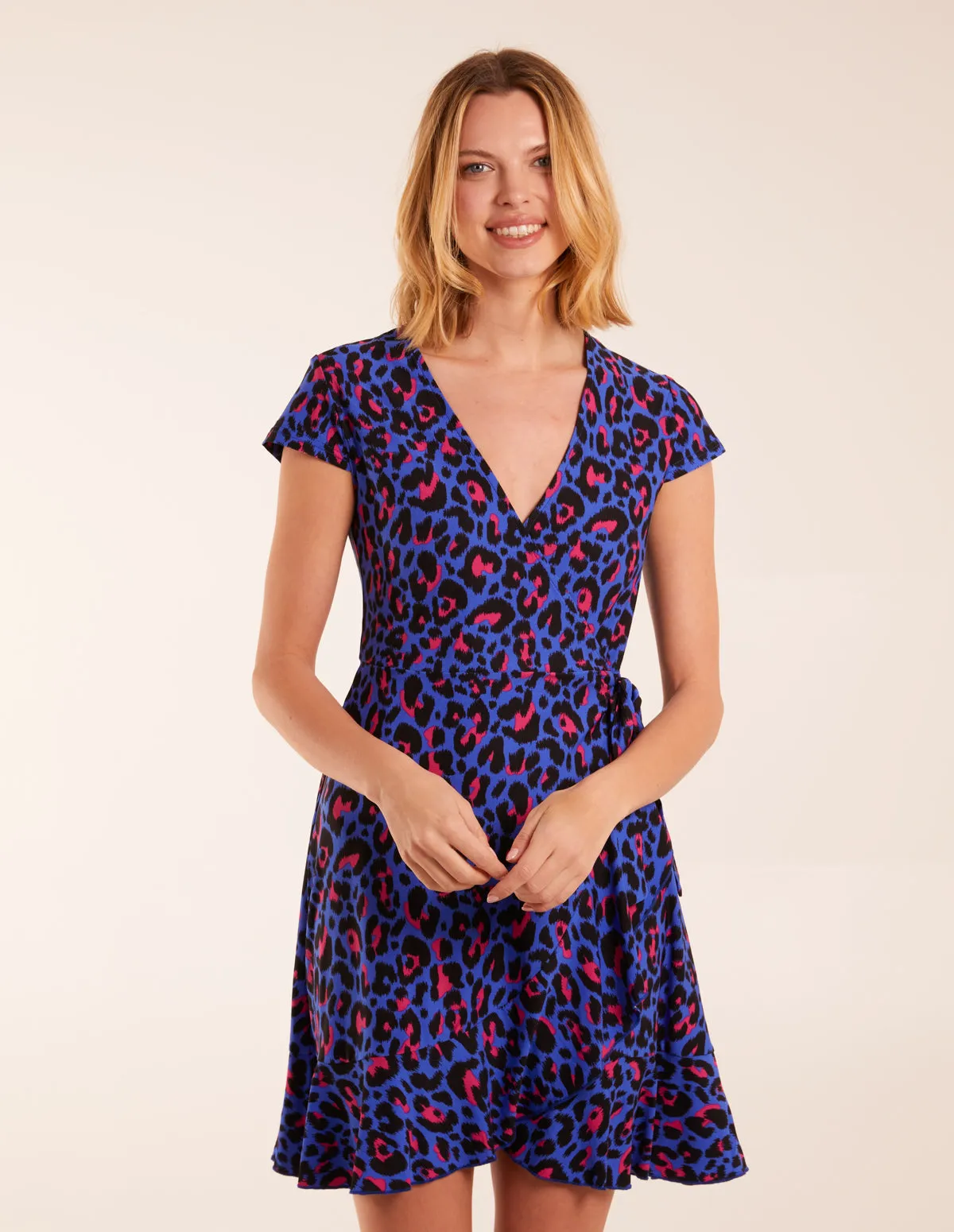 Leopard Print Wrap Mini Dress