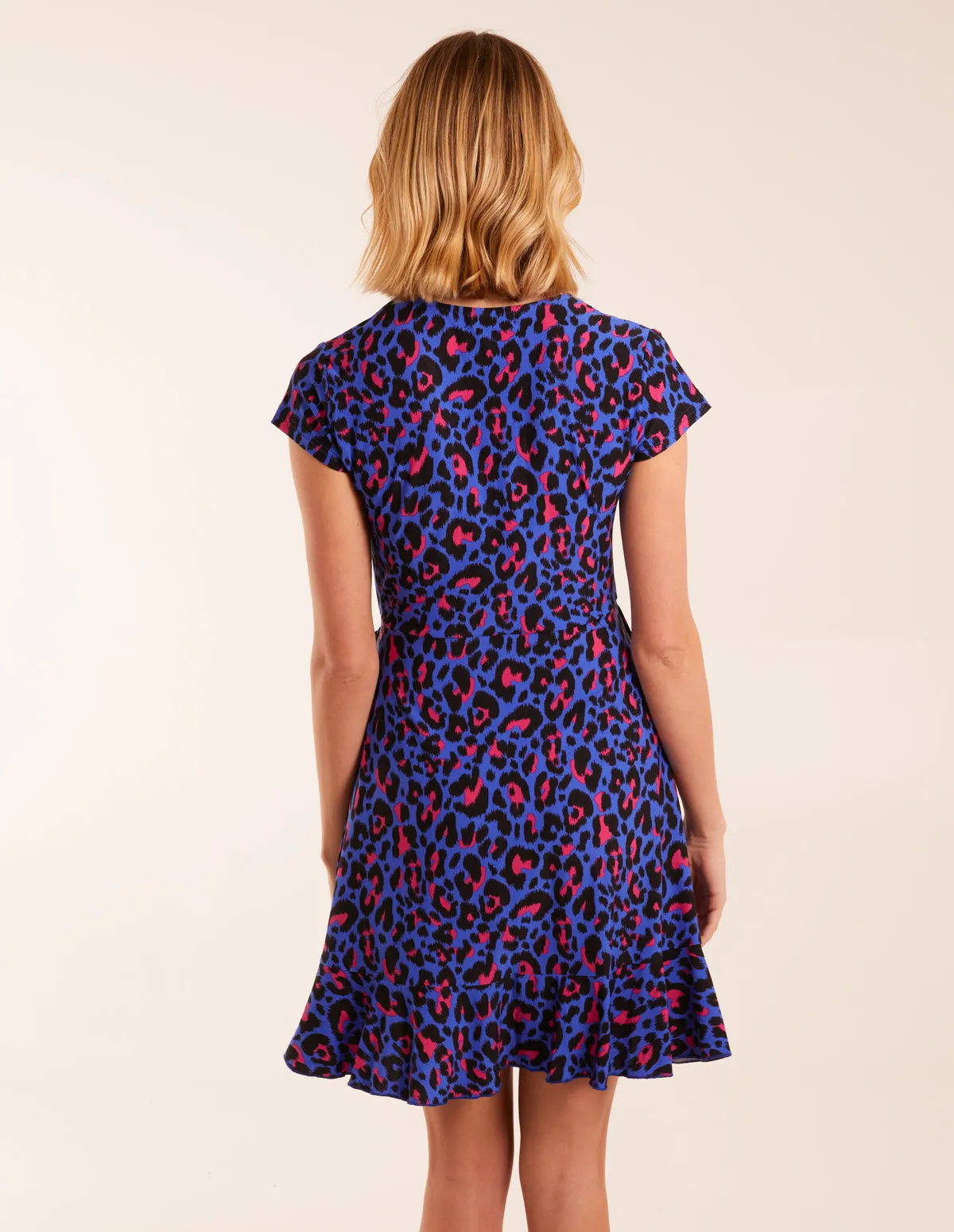 Leopard Print Wrap Mini Dress