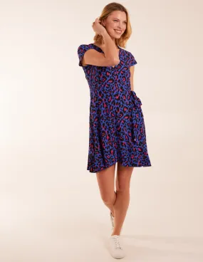 Leopard Print Wrap Mini Dress