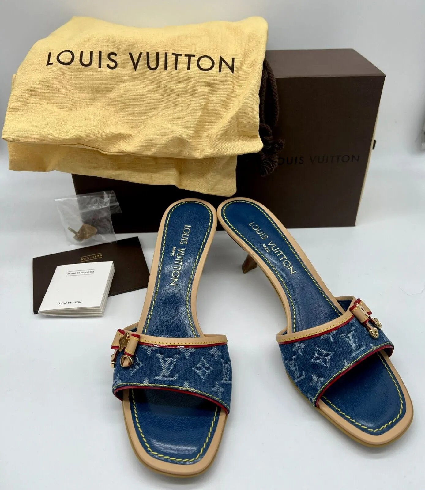 LOUIS VUITTON MONOGRAM DENIM INDIGO MULES