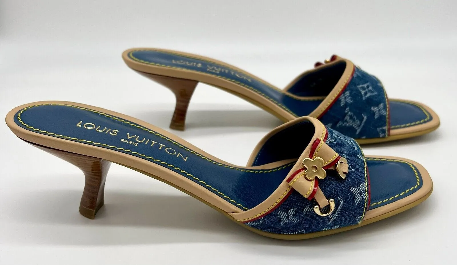 LOUIS VUITTON MONOGRAM DENIM INDIGO MULES