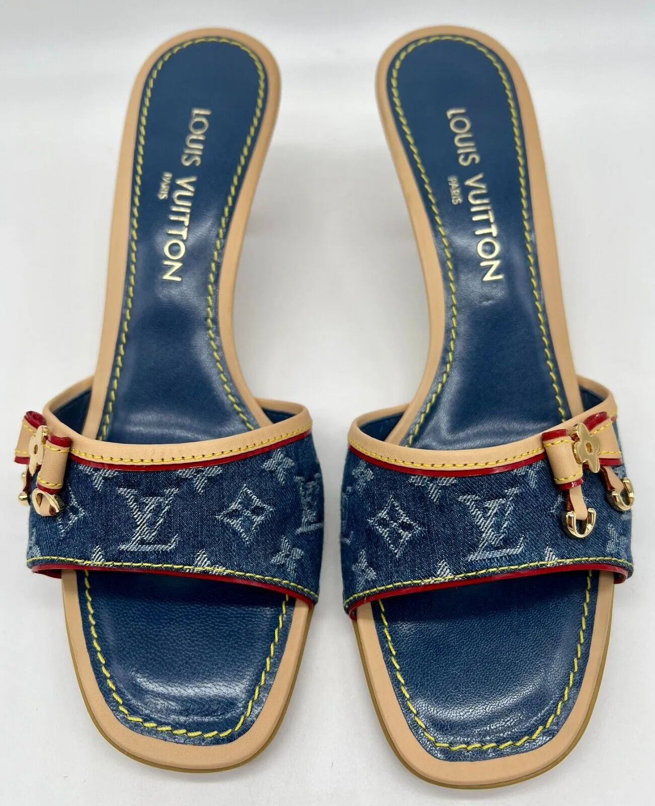 LOUIS VUITTON MONOGRAM DENIM INDIGO MULES