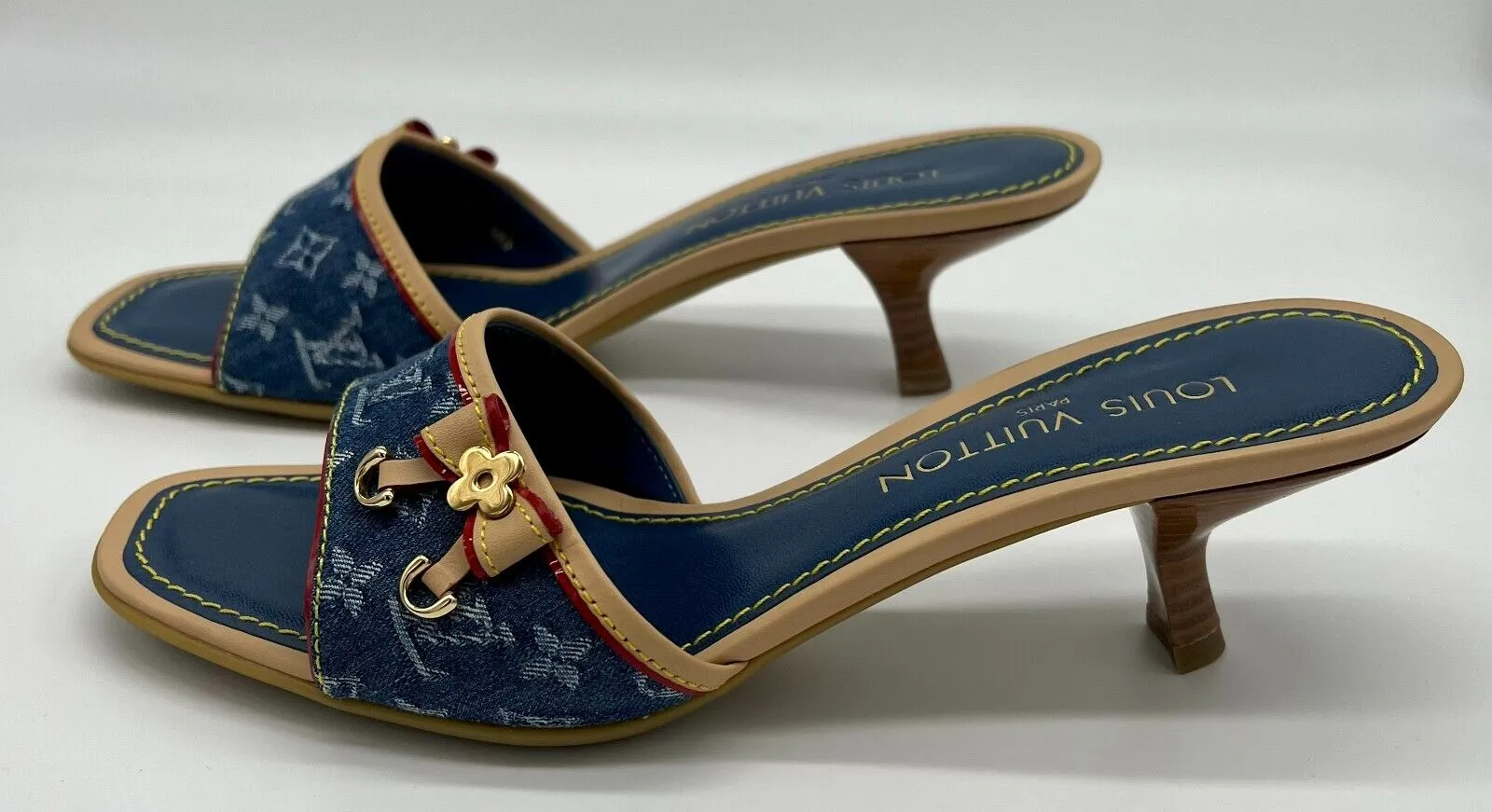 LOUIS VUITTON MONOGRAM DENIM INDIGO MULES
