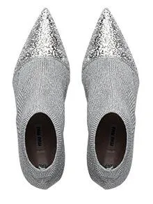Lurex Knit Booties with Glitter Toecap - Grey or Black